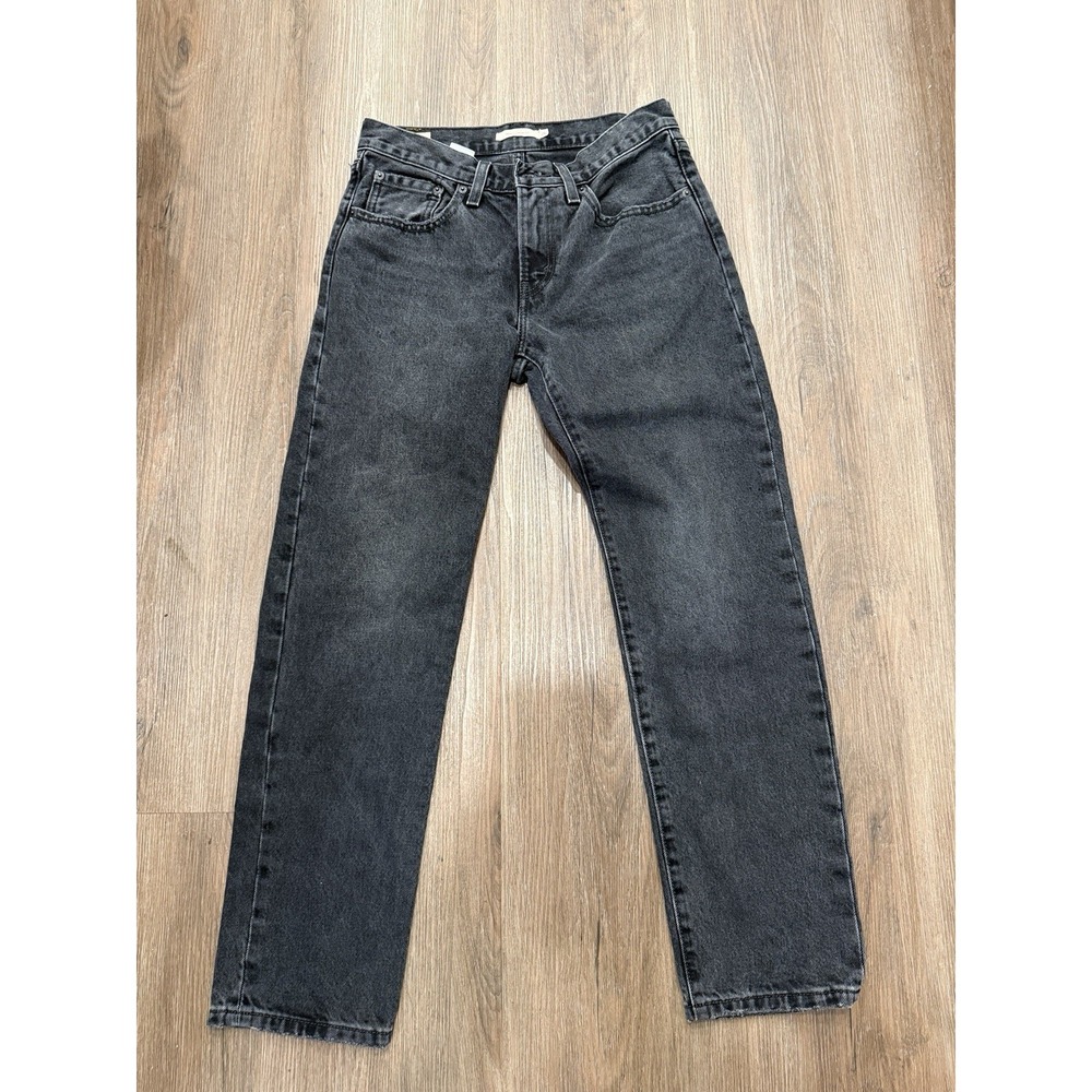 LEVIS BLACK JEANS WOMENS 26 middy straight PREMIUM COTTON DENIM BUTTON